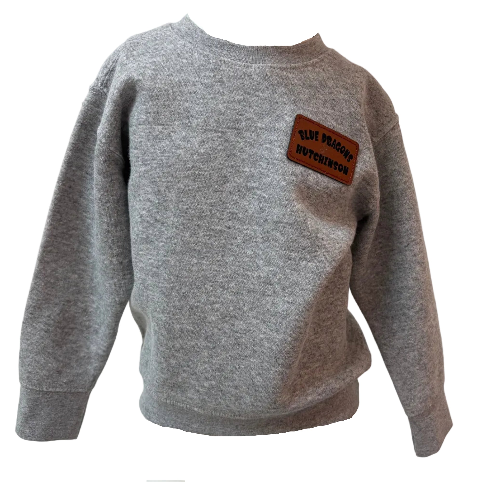 Toddler Crew with Leather Patch- Gray