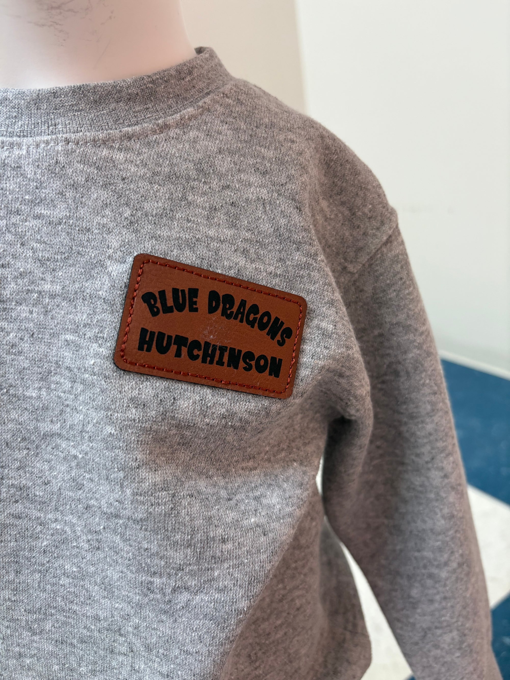 Toddler Crew with Leather Patch- Gray