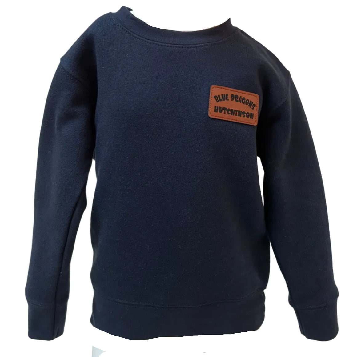 Toddler Crew with Leather Patch- Navy