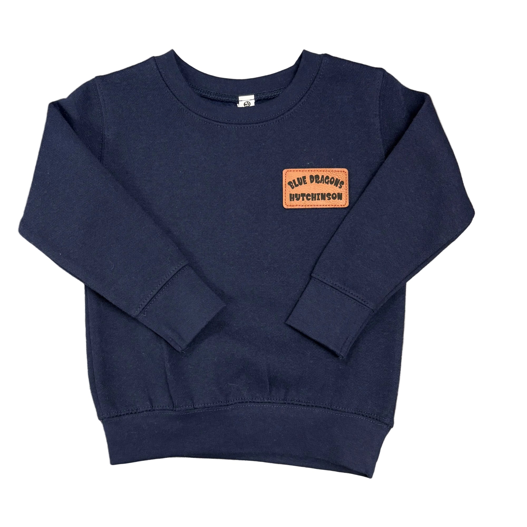 Toddler Crew with Leather Patch- Navy