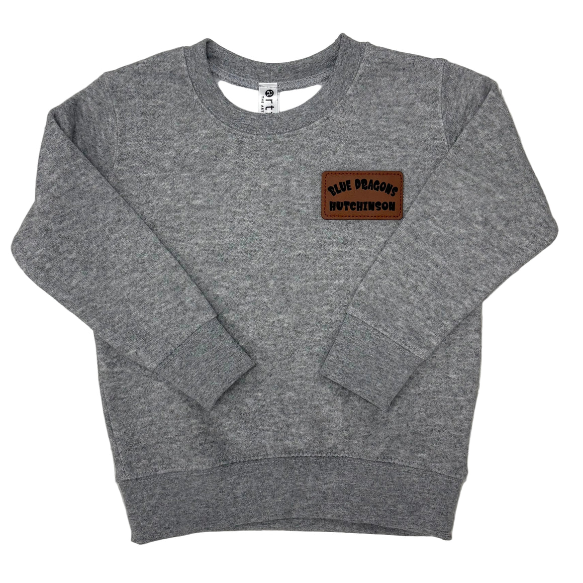 Toddler Crew with Leather Patch- Gray
