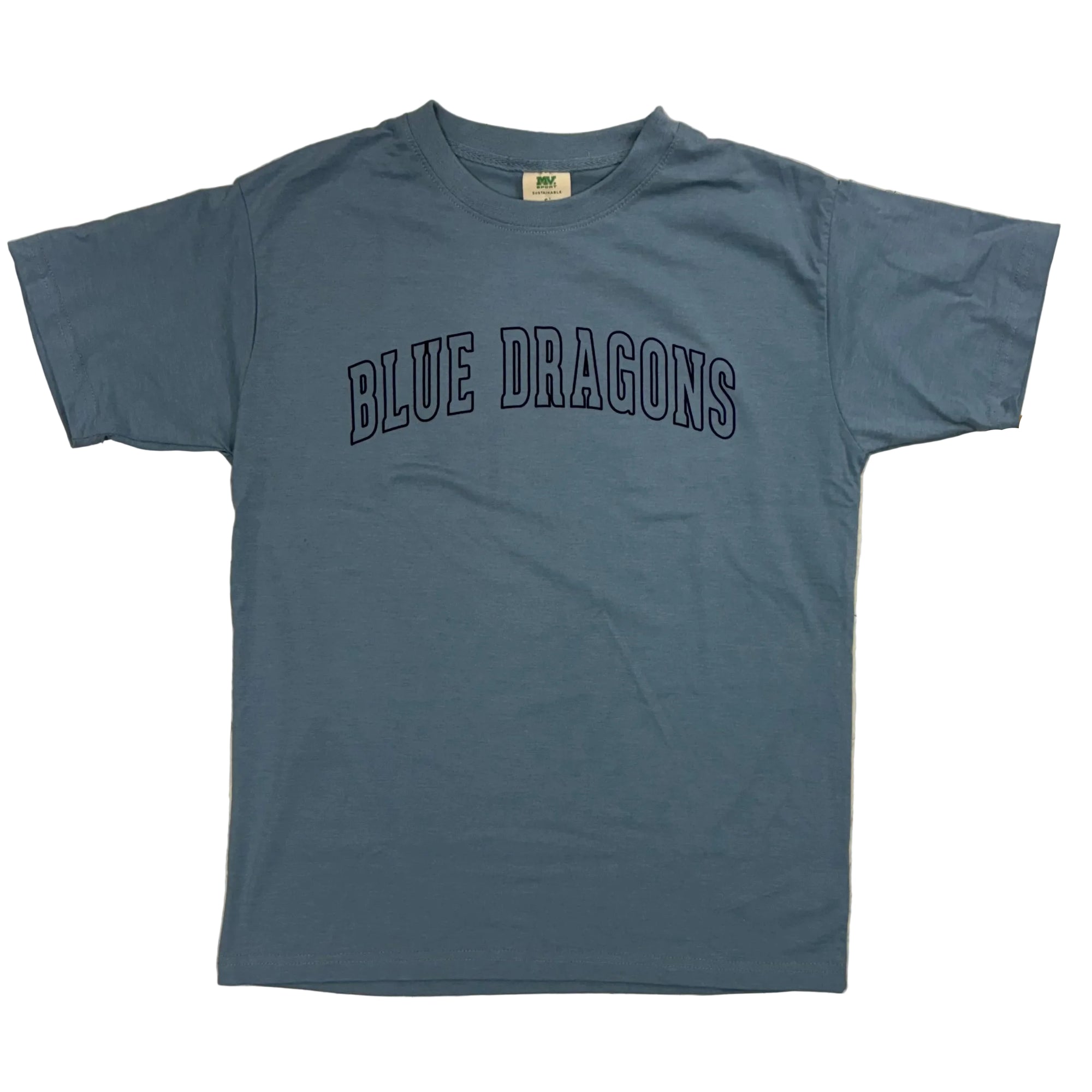 Unisex Puff Print Tee- Mocha Brown and Light Denim Blue