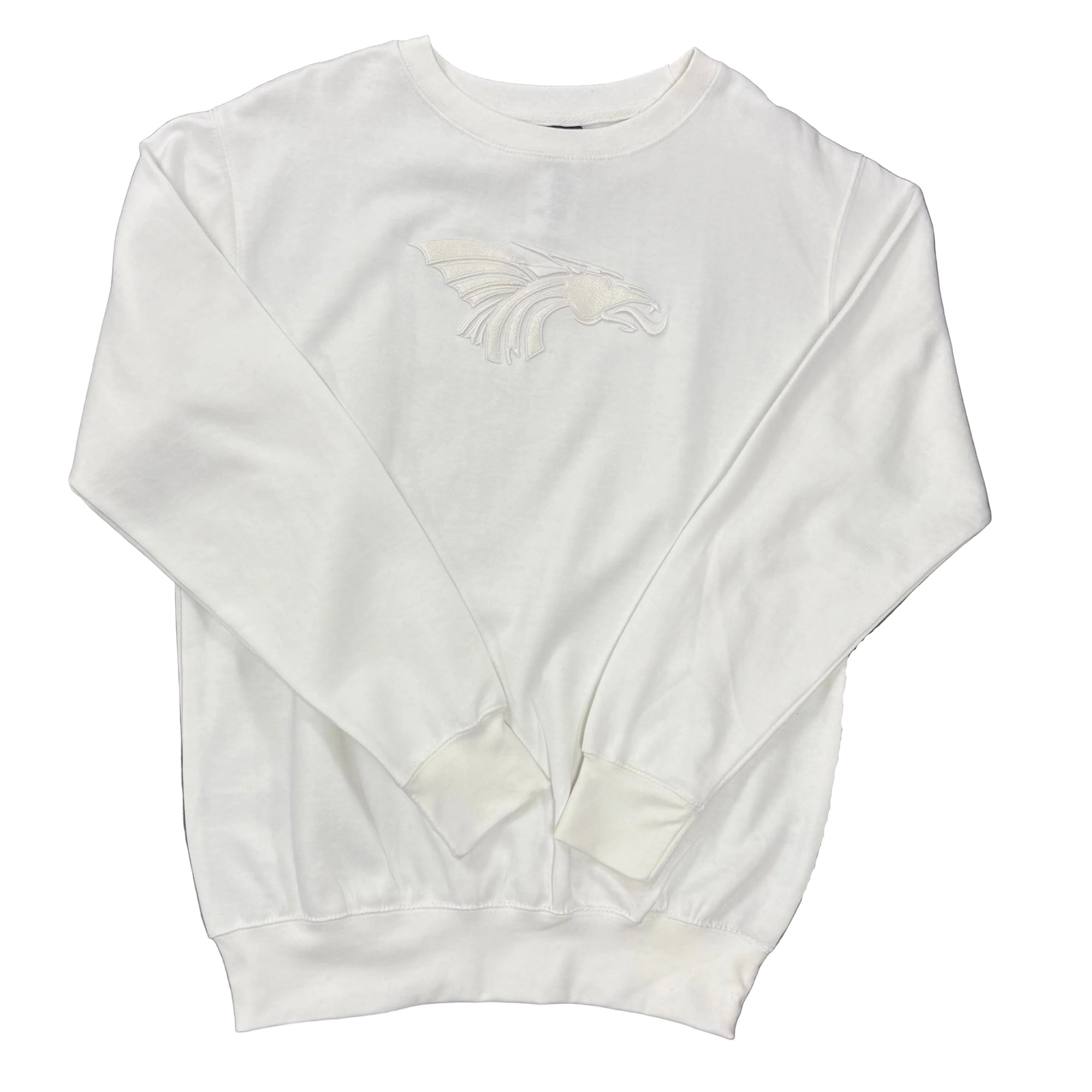 Power Dragon Tone-on-Tone Embroidered Crew- White