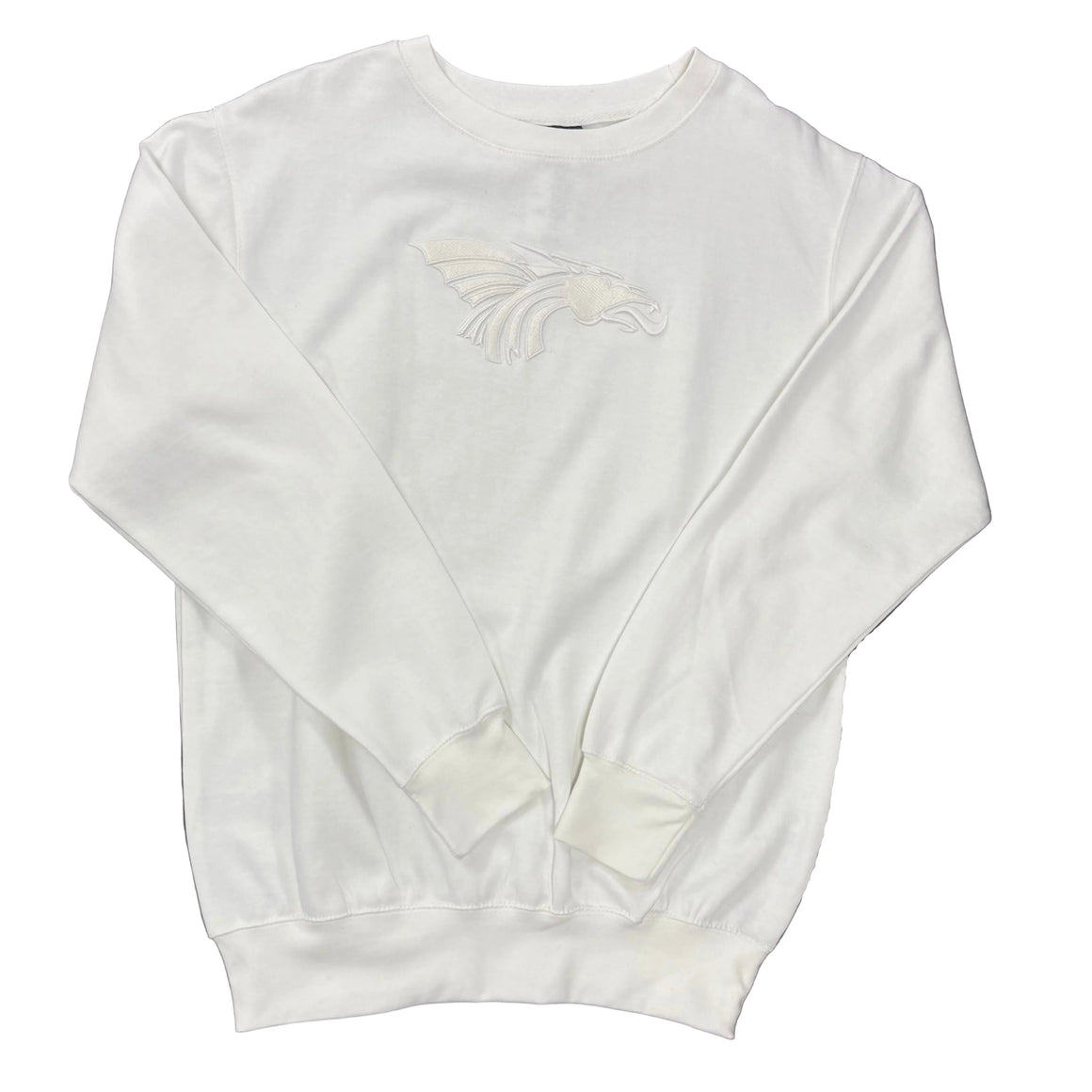 Power Dragon Tone-on-Tone Embroidered Crew- White