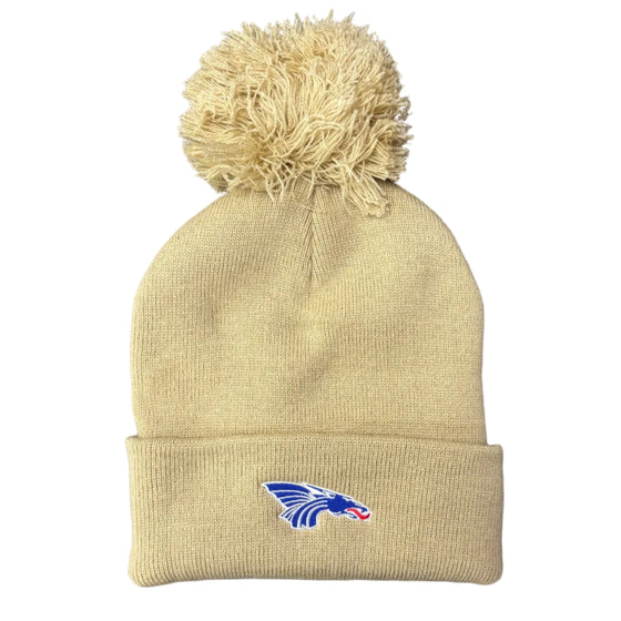 Tan, Satin Lined Power Dragon Stocking Cap with Pom