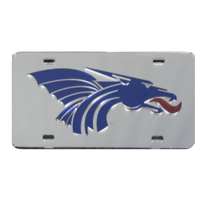 Laser engraved mirrored license plate with Power Dragon